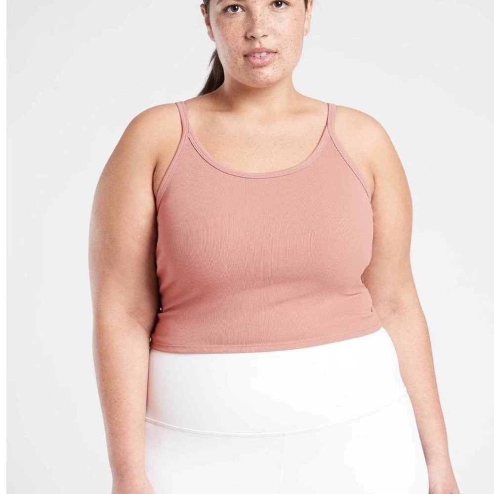 Athleta Powervita Rib Twist Tank Top Womens 3X BAPMPK Rose Workout Yoga‎ plus sz